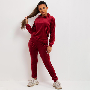 Ensemble deux pièces pour femme 100 % coton, très extensible, longueur intégrale, col en V, hiver, style hip-hop, polaire, athlétique, réversible, écologique, respirant - Product Image 5