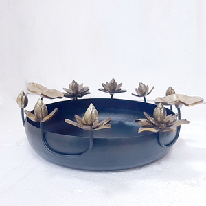 Plats et assiettes créatifs sous vitrage Bol de forme ronde plaqué or Bol de base en forme de feuille en métal aluminium en acier inoxydable - Product Image 5