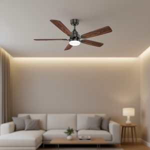 Ventilateur de plafond LED à température de couleur réglable 107 cm avec finition en bois - Product Image 3