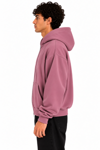 Sudadera con Capucha Rosa para Hombre AURA, con Cierre, Informal, de Felpa, Color Sólido, Corte Regular, para Otoño, 100% Algodón, 350g, Antiencogimiento - Product Image 3