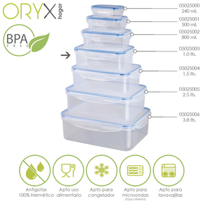 Contenitore rettangolare in plastica ermetico da 1000 ml. 19x12.5x6.5 (H) cm. - Product Image 4