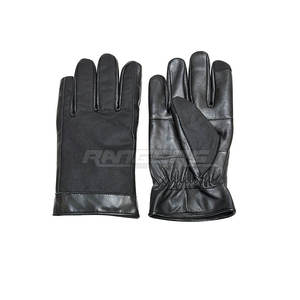 Gants d'hiver pour hommes en cuir noir avec panneau en toile, chauds et isolés, compatibles avec les écrans tactiles, OEM personnalisé, faible MOQ, exportateur - Product Image 1