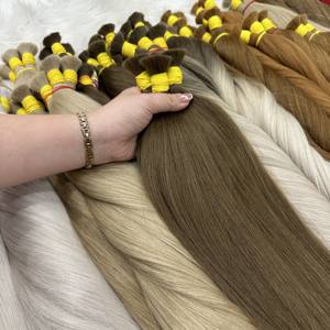 COULEUR BLONDE BLANCHE QUALITÉ SUPÉRIEURE EXTENSIONS DE CHEVEUX HUMAINS RUSSES ÉPAIS ET PLEINS SLAVES STANDARD POUR DONNEUR UNIQUE D'EUROPE - Product Image 3