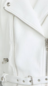 Vente chaude couleur blanc brillant qualité veste en cuir pour femmes personnalisée veste en cuir d'extérieur en cuir moteur veste d'hiver 2025 - Product Image 4