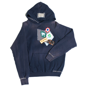 Sweat à capuche brodé avec patchs d'automne, fabrication OEM, coton lourd, streetwear surdimensionné, patchs brodés, personnalisation de la marque - Product Image 1