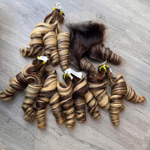 Extensions de cheveux bouclés rebondissants couleur tendance, mèches de cheveux humains couleur Piano Highlight, cheveux vietnamiens SDD, best-seller - Product Image 2