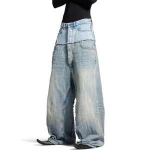 Edge Denim <b>Jeans</b> Manufacturer Custom Designer Double <b>Waist</b> Layer Baggy <b>Jeans</b> <b>Men</b> Low Moq 2026 - Product Image 2