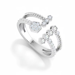 Bague en forme de nid d'abeille géométrique pour femmes |   Bague élégante et moderne en or pour tous les jours - Product Image 1