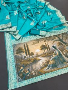 Banarasi suave Lichi seda Sari moderno elegante indio y paquistaní ropa para bodas Diwali verano tendencia Sari - Product Image 4