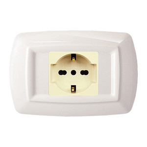 Placca Modulare Tondo' in Termoplastica, Presa Schuko, Colore Bianco - Product Image 1