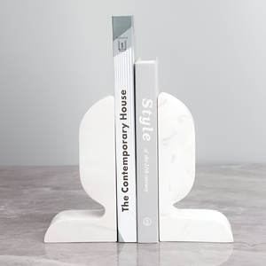 Serre-livres en marbre au design nordique fait à la main porte-livres décoratif élégant organisateur en pierre pour bibliothèque bureau à domicile vente en gros - Product Image 4