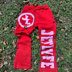 High Quality Casual French Terry Cotton Blended <b>Y2K</b> Cargo Sweatpants Stacked Flared Joggers Drawstring Closure Midweight Custom - Product Image 5