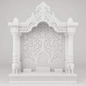 Templo Mandir de Mármol Pulido Hecho a Mano al por Mayor para Uso Doméstico, 120x120 cm, Modelo con Patrón, de Proveedor de India - Product Image 1
