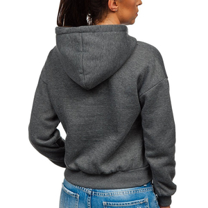 Womens fleece cropped sweatshirt winter stylish <b>drop</b> shoulder comfy hoodie - Product Image 3
