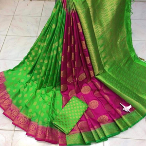 ส่าหรีผ้าไหมบริสุทธิ์ที่มีการทอผ้า Paithani Pallu ที่อุดมไปด้วย3D ดีไซน์แบบดั้งเดิมที่สวยงามทั้งหมด - Product Image 1