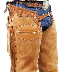Breathable Leather <b>Chaps</b> With Adjustable Fit Ideal for Outdoor Riding Workwear Safety Gear In Adult Size - Product Image 4