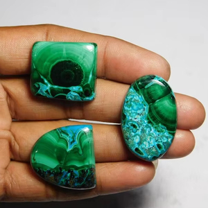 Lote de cabujón de malaquita azurita Natural, 3 uds., piedras preciosas sueltas de alta calidad para la fabricación de joyas, 135Cts - Product Image 1