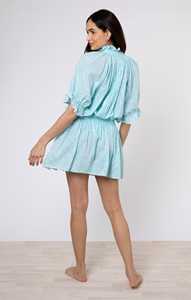 Nuevo precio al por mayor estampado manga corta Mini longitud volante diseñador hecho a mano vestido de fiesta para mujer - Product Image 4