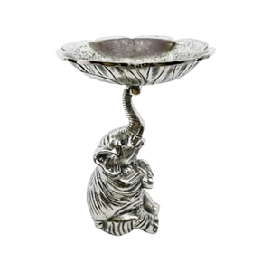 Soporte de elefante Chapado en plata pura hecho a mano, cuenco martillado de cobre, pieza de exhibición decorativa para regalos de frutas secas, CUENCO DE ELEFANTE DE METAL - Product Image 1
