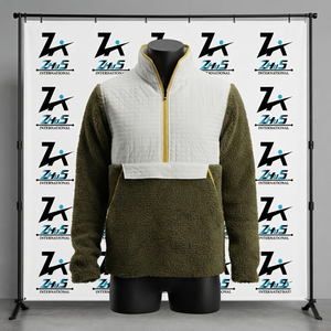 Pull à col roulé en molleton vert olive pour homme, coupe classique, vêtements d'hiver décontractés, chaud, sans doublure, en tricot sherpa, sweat-shirts - Product Image 2