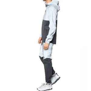 Ensemble de survêtement léger en polyester pour homme INDEX APPAREL, à manches longues, avec capuche et fermeture éclair, color block, style sportif, idéal pour le printemps - Product Image 4