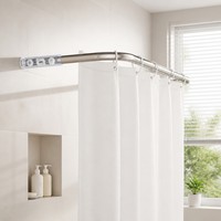 Connecteur d'angle en acier inoxydable en forme de U pour tringle de rideau de douche, idéal pour les tringles de rideau de salle de bain