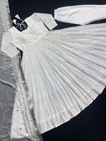 Ensemble Robe, Pantalon et Dupatta en Tissu Faux Georgette Brodé à Manches Longues, Tenue de Fête de Haute Qualité pour 4 Saisons