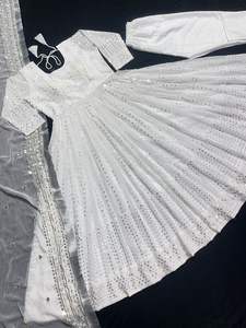 FAUSSE GEORGETTE AVEC BRODERIE TRAVAIL AVEC PLEINE MANCHES ROBE PANTALON AVEC DUPATTA SET FESTIVAL WEAR ROBE SUIT ENTIÈREMENT COUDU ROBE - Product Image 4