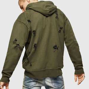 500 Gsm français éponge vierge en détresse pull à capuche pour hommes 100% coton lourd personnalisé Vintage lavage à l'acide en détresse Boxy à capuche - Product Image 4