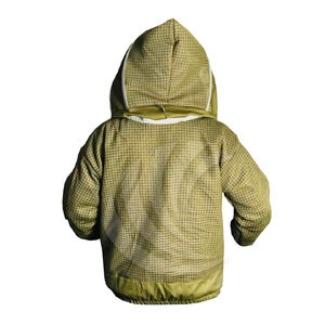 Veste d'apiculture kaki à 3 couches en maille respirante, voile à capuche ronde, poches de rangement pour outils, poignets élastiques pour le travail en apiculture - Product Image 2