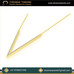 Haute qualité 10K or massif VVS-VS laboratoire cultivé pendentif 0.33 CTS personnalisé V forme collier pour les femmes accrocheur Design cadeau de mariage - Product Image 3