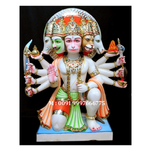 ผู้ส่งออกงานประติมากรรมพระพานชมุขี ฮานูมาณี ทำจากหินอ่อนสีขาว งานฝีมือของช่างอินเดีย เหมาะสำหรับใช้ในบ้านและวัดสำหรับการบูชา - Product Image 1