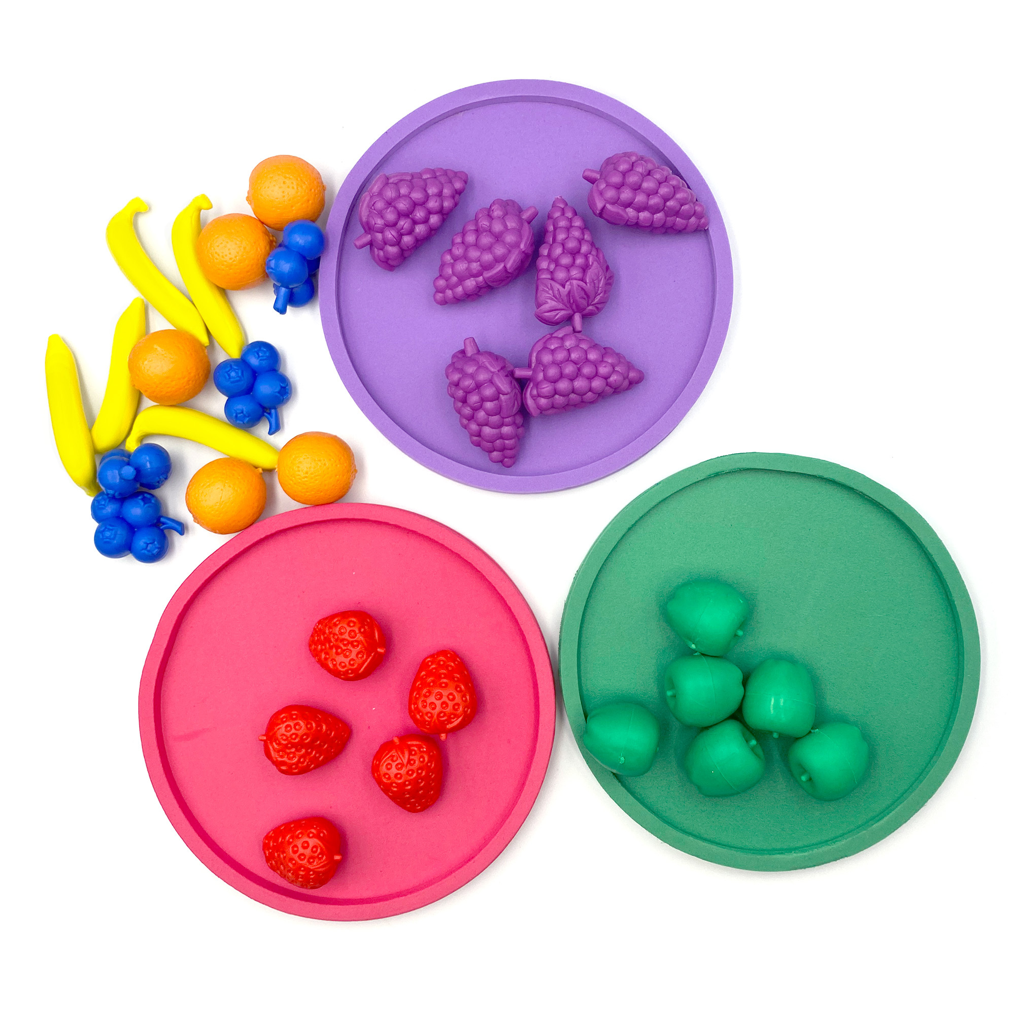 Excellerations Soft Fruit Counters – 108-Piece Educational Math Toy For Kids, Colorful Rubber Fruit For Counting & Sorting