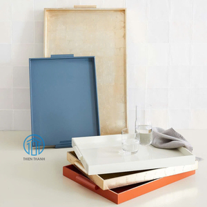 Qualité haut de gamme en gros laque ottoman plateau rectangle canne plateaux de service tendance chaude fait à la main du Vietnam - Product Image 2