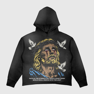 Custom Streetwear Washed Hoodies <b>Mens</b> Blank <b>Black</b> 450gsm French Terry Vintage Distressed Acid Wash Zip up Basics <b>Hoodie</b> - Product Image 1