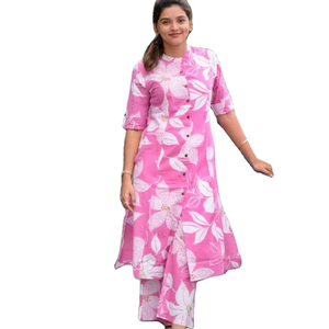 Comprar ahora Rayón polivinílico pesado con botón de lujo impreso digital Trabajo Hasta la rodilla Parte superior e inferior para fiesta de oficina y uso diario de rutina - Product Image 1