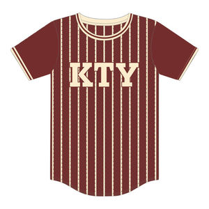 Maillot de baseball personnalisé KAP en maille polyester 100% avec rayures marron, t-shirt de fraternité avec logos brodés - Product Image 2