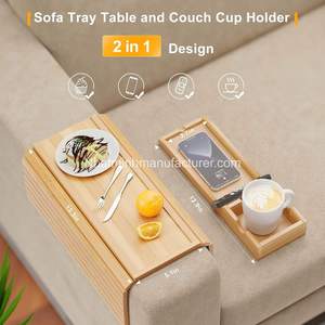 Modern Bamboo Sofa Arm Tray Table with Anti-Slip Design Waterproof Non-Folding Storage Holder for Couch Use - Product Image 4