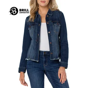 Beste Stoff Damen Denim Trucker Jacke \ Hochwertige Großhandel Jeans Casual Wear Bomber Denim Trucker Jacke