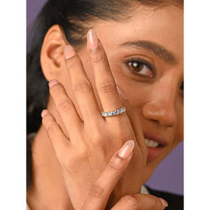 NOVAMART Fine Radiant Cut Diamond 925 Sterling <b>Silver</b> Cluster Eternity <b>Ring</b> with Rhodium Plating & <b>Adjustable</b> Band Wholesale Exp - Product Image 4