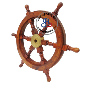 Timón de Barco de Madera Artesanal Náutico de 12 Pulgadas / Timón de Barco Pirata de Color Marrón, Decoración de Pared para el Hogar, Artículo de Regalo para Halloween - Product Image 6