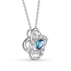 สร้อยคอ Jeulia Love Knot ประดับพลอยประจำเดือนเกิด ทำจากเงินสเตอร์ลิง ชุบโรเดียมสีโรสโกลด์ - Product Image 2