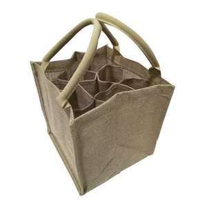 100% sacs fourre-tout à vin en toile de jute naturelle avec poignée en bois petit emballage Textiles et produits en cuir de haute qualité - Product Image 1