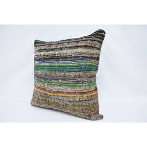 Almohada decorativa lavable extraíble antideslizante de 28x28 pulgadas de lana Multicolor Kantha Patchwork Vintage tejida ecológica - Product Image 4