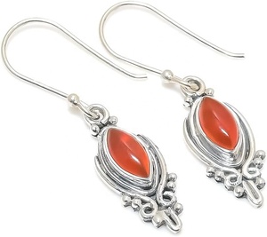 <b>Aesthetic</b> Carnelian Gemstone <b>Earrings</b> 925 Solid Sterling Silver Best Design <b>Earrings</b> for Women Dangle <b>Earrings</b> Silver Jewellery - Product Image 1
