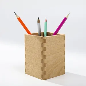 豪华质量木制笔筒有吸引力的设计方形木制笔筒或桌面用品价格有吸引力