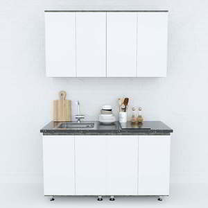 Système de meubles de cuisine miniatures modernes 1,4 m en bois de caoutchouc résistant à l'humidité et panneau mélaminé avec accessoire d'évier pour applications résidentielles et commerciales - Product Image 1