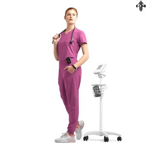 Uniformes Médicos Unisex de Algodón/Poliéster Tejido, Uniformes de Enfermería Cortos para Personal Médico Femenino, Ropa de Hospital, Color Personalizado, OEM/ODM - Product Image 6