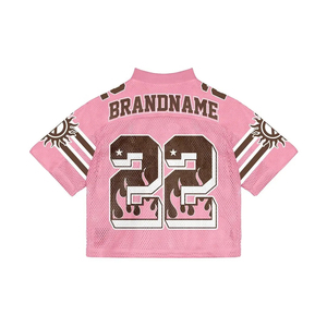 เสื้อฟุตบอลแบบสั้นคอวีตาข่ายถักโอเวอร์ไซส์สำหรับผู้ชายเสื้อฟุตบอลอเมริกัน7V7ฟุตบอลวินเทจแบบอเมริกันผลิตตามสั่ง - Product Image 4