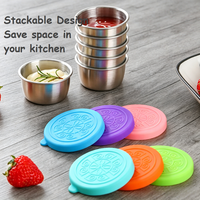 OEM 40ml Gobelets à condiments en acier inoxydable anti-fuite, écologiques, compatibles lave-vaisselle, avec couvercles en silicone, empilables, réutilisables, contenants à sauce